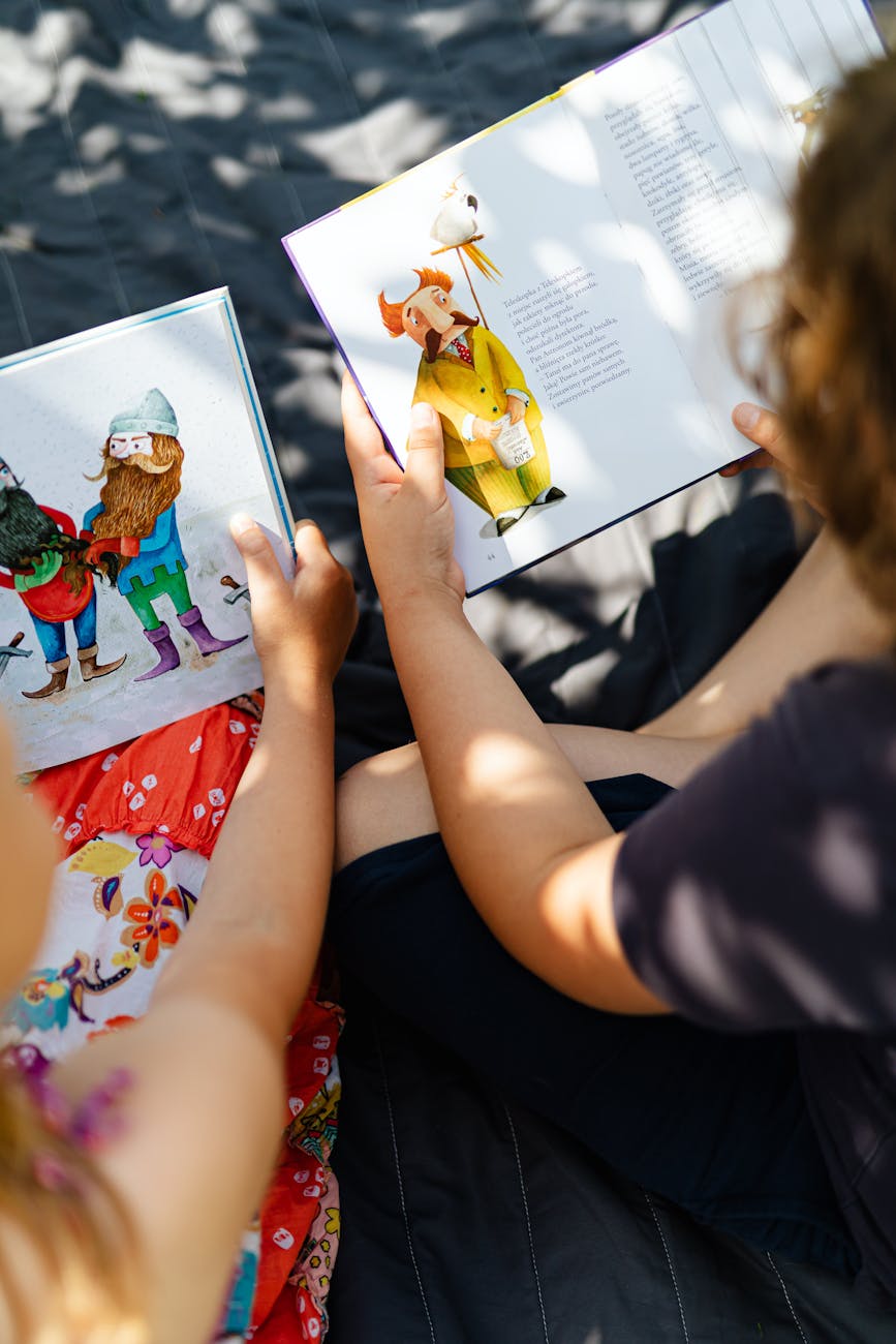 children holding books